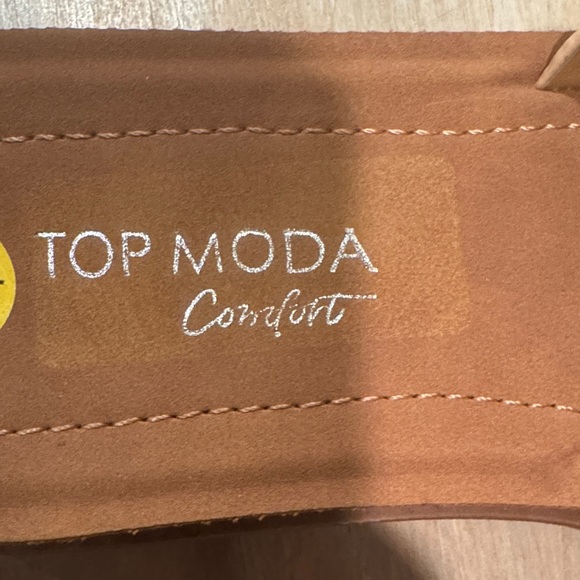 TOP Moda Women’s Slide Sandal with Natural Woven Raffia Strap Size 7 - Picture 2 of 5